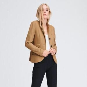 Rag & Bone Slade Wool Schoolboy Blazer Jacket in Camel, Size 2